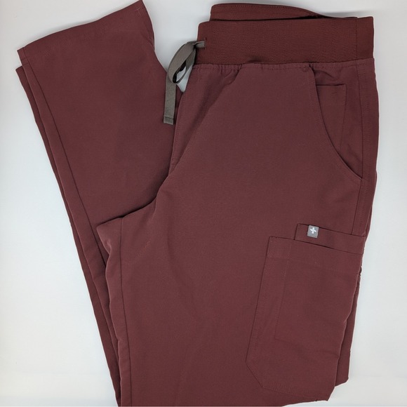 Figs Yola Yoga Scrub Pants Women's L/T Dark Cherry Cargo W22SW2023T Large Tall - Picture 1 of 8